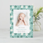Eenvoudige Waterverf van Turquoise Floral Aankondiging (Staand voorkant)
