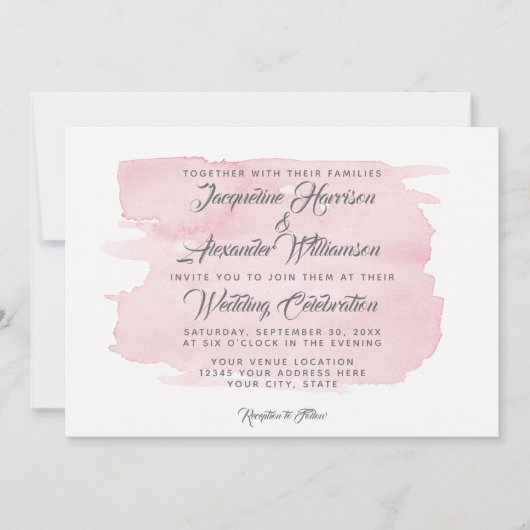 Eenvoudige Waterverf was roze penseelstreken Moder Kaart (Voorkant)