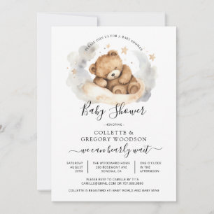Eenvoudige Waterverf Weinig Beer Baby shower Kaart
