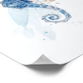 Eenvoudige Waterverf zeebaars (Seahorse Blue & Gol Poster (Hoek)