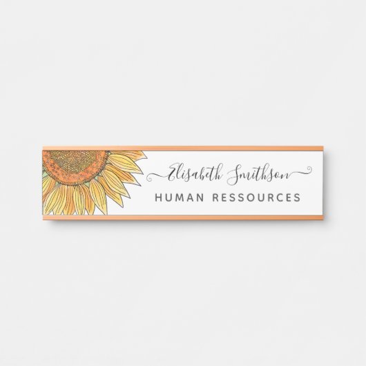 Eenvoudige Waterverf zonnebloem Deurbordje (Voorkant)