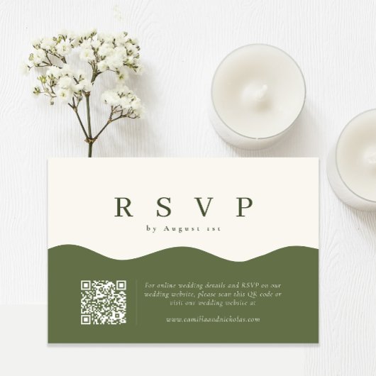 Eenvoudige Wavy Curve QR Code Wedding RSVP Kaartje