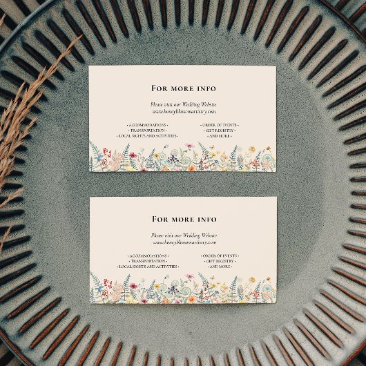 Eenvoudige website van Wildflower Fern Beige Wedde Informatiekaartje