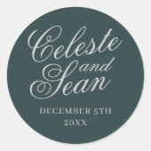 Eenvoudige weddenschap Datum voor enveloppe Klassi Ronde Sticker (Voorkant)