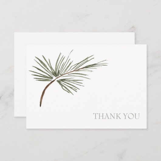 Eenvoudige weddenschap Pine Bough Custom Names Bed Bedankkaart (Voorkant / Achterkant)