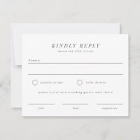 Eenvoudige weduwschap RSVP Antwoord Kaart met maal
