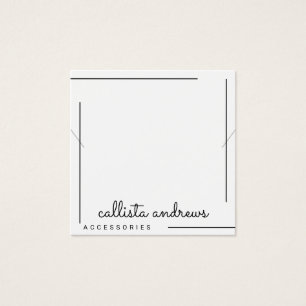 Eenvoudige weergave van zwart-witscript aan de ran vierkante visitekaartjes