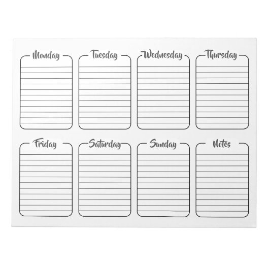 Eenvoudige Wekelijkse Planner Witte Scheur weg Kal Notitieblok (Voorkant)