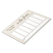 Eenvoudige wekelijkse script, Cream Notitieblok (Schuin)