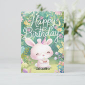 Eenvoudige wensen Bunny digitale verjaardag Kaart (Staand voorkant)