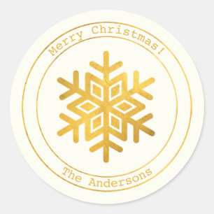 Eenvoudige wensen · Minimal Gold Snowflake Christm Ronde Sticker
