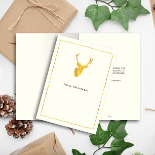 Eenvoudige wensen · Minimalistische gouden herten Feestdagen Kaart