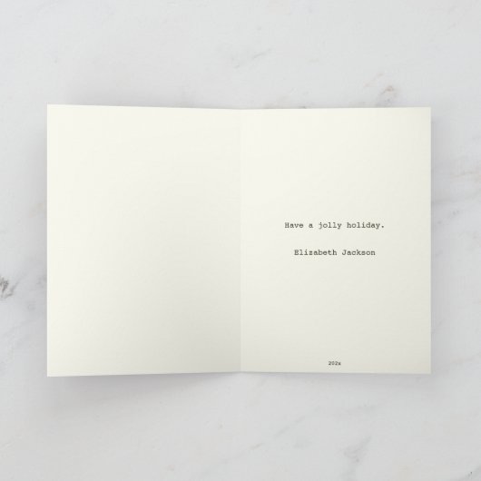 Eenvoudige wensen · Minimalistische gouden kerstma Feestdagen Kaart (Binnen)