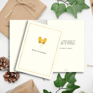 Eenvoudige wensen · Minimalistische gouden wanten Feestdagen Kaart