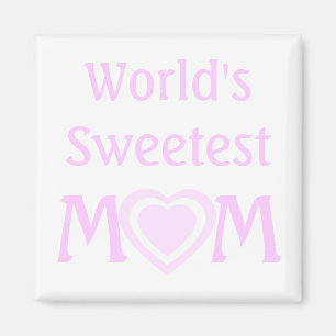 Eenvoudige wereldsmaakste MOM met roze liefdeshart Magneet