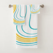 Eenvoudige werveling - Turquoise en Geel Bad Handdoek (Insitu)