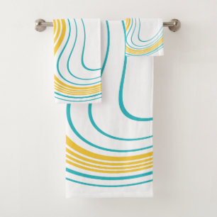 Eenvoudige werveling - Turquoise en Geel Bad Handdoek