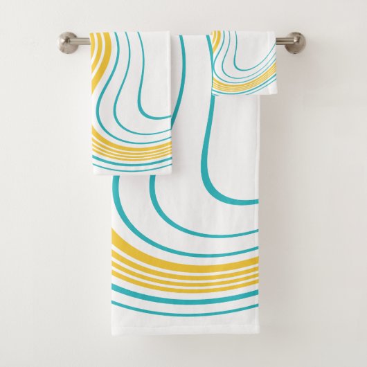 Eenvoudige werveling - Turquoise en Geel Bad Handdoek (Insitu)