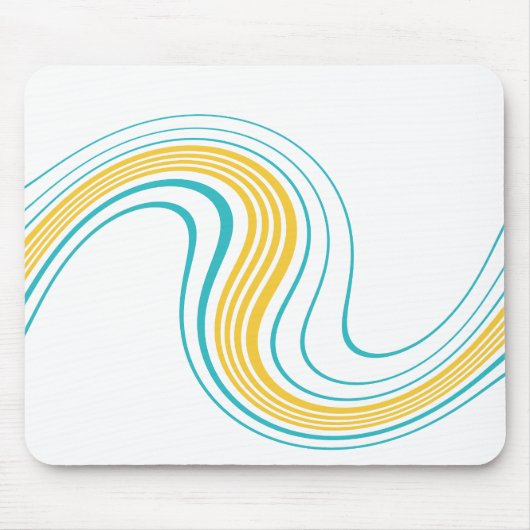 Eenvoudige werveling - Turquoise en Geel Muismat (Voorkant)
