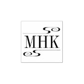 Eenvoudige wervelingen Monogram Initialen 1x1 Rubberstempel (Afrduk)