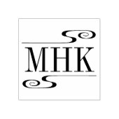 Eenvoudige wervelingen Monogram Initialen Rubberstempel (Afrduk)