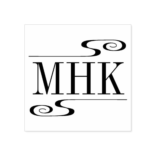 Eenvoudige wervelingen Monogram Initialen Rubberstempel (Afrduk)