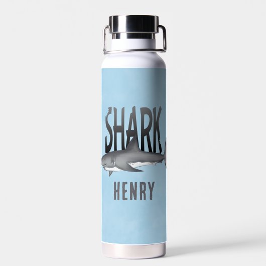Eenvoudige whimsical Fun Ocean Cool Shark Bite Waterfles (Achterkant)
