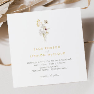 Eenvoudige Whimsical Wildflower Square Invitation Kaart