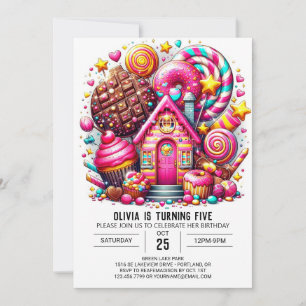Eenvoudige Whimsy Candyland digitale verjaardag Kaart