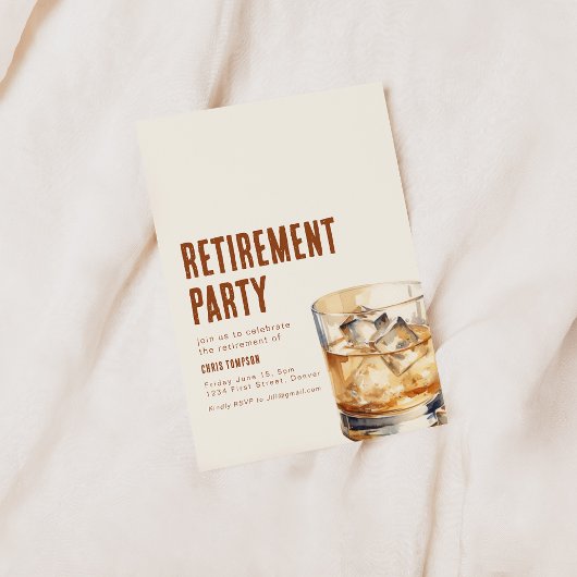 Eenvoudige Whisky Pensioenfeest Uitnodiging