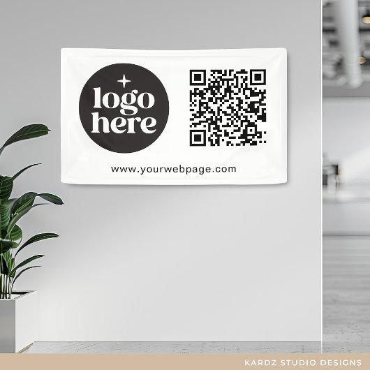 Eenvoudige White Business Logo QR-code Spandoek