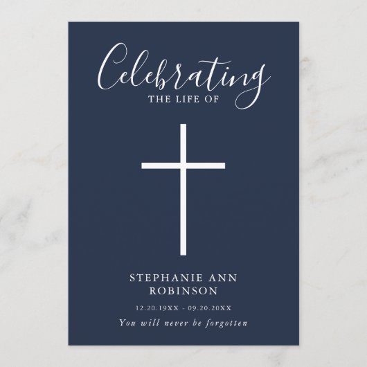 Eenvoudige White Cross Blue Memorial Orde van Serv Programma (Voorkant)