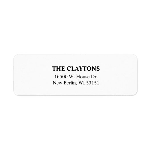 Eenvoudige White Return Address Labels (Voorkant)