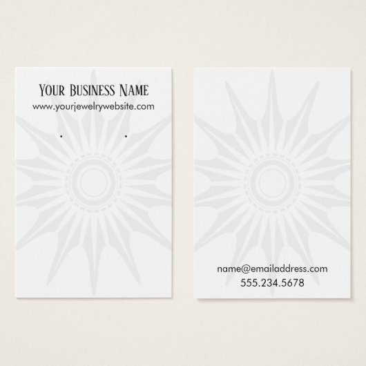 Eenvoudige White Starburst Earring Holding Display Visitekaartje (Voorkant /achterkant)