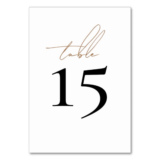 Eenvoudige White Wedding Table Numbers Kaart (Voorkant)