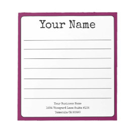 Eenvoudige wijnkleurige retro Voeg Jouw naam gevoe Notitieblok