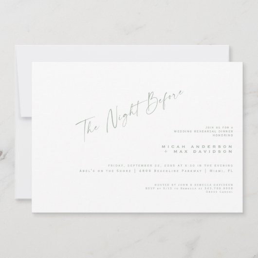 Eenvoudige wijze de nacht voor repetitie diner kaart (Voorkant)