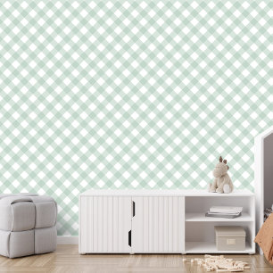 Eenvoudige wijze groene cheque gingham plaid behang