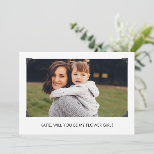 Eenvoudige Wil je mijn bloemenmeisje zijn fotokaar (Staand voorkant)