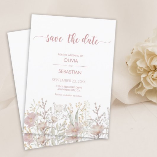 Eenvoudige Wildbloemen Boho Bruiloft Save The Date