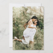 Eenvoudige wilde bloem blauw wit foto save the date (Achterkant)