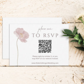 Eenvoudige wilde bloem boho bruiloft RSVP met QR-c