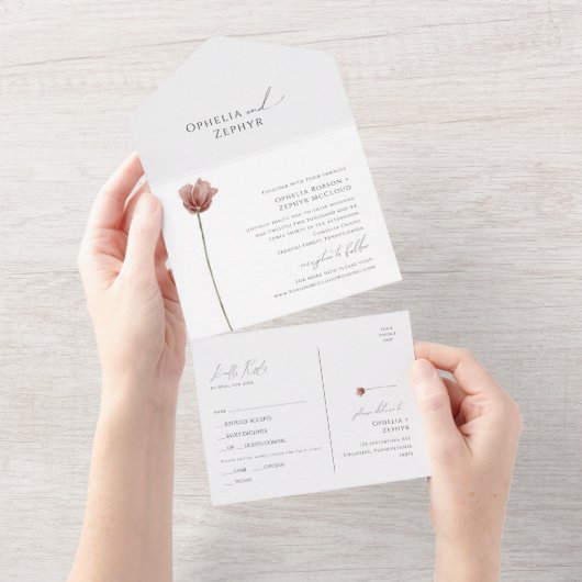 Eenvoudige wilde bloem | Verzegeling en Verzending All In One Uitnodiging (Afscheurbaar)