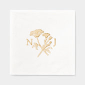 Eenvoudige wilde bloem weide monogram bruiloft folie servetten (Voorkant)