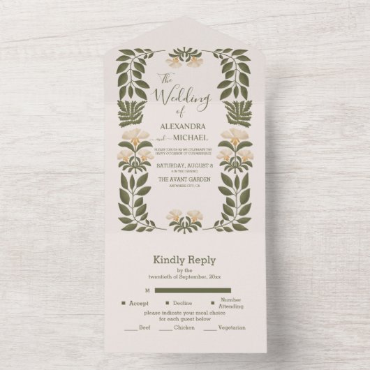 Eenvoudige wilde bloemen Botanische tuinbouw All In One Uitnodiging (Binnen)