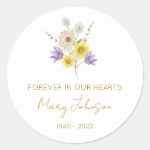 Eenvoudige wilde bloemen-herdenking ronde sticker