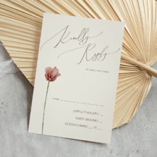 Eenvoudige Wildflower Beige RSVP-kaart RSVP Kaartje