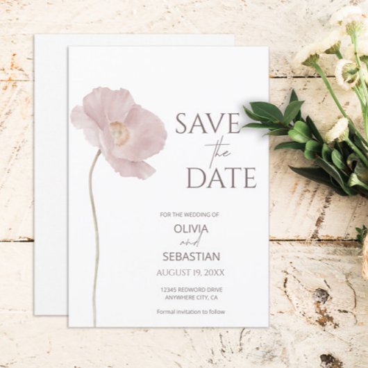 Eenvoudige Wildflower Boho bruiloft Save The Date