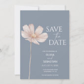 Eenvoudige Wildflower Boho | Dusty Blue Wedding Save The Date (Voorkant)