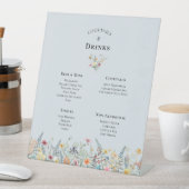 Eenvoudige Wildflower Dusty Blue Bruiloft Drinken  Reclamebord Met Voetstuk (Insitu)